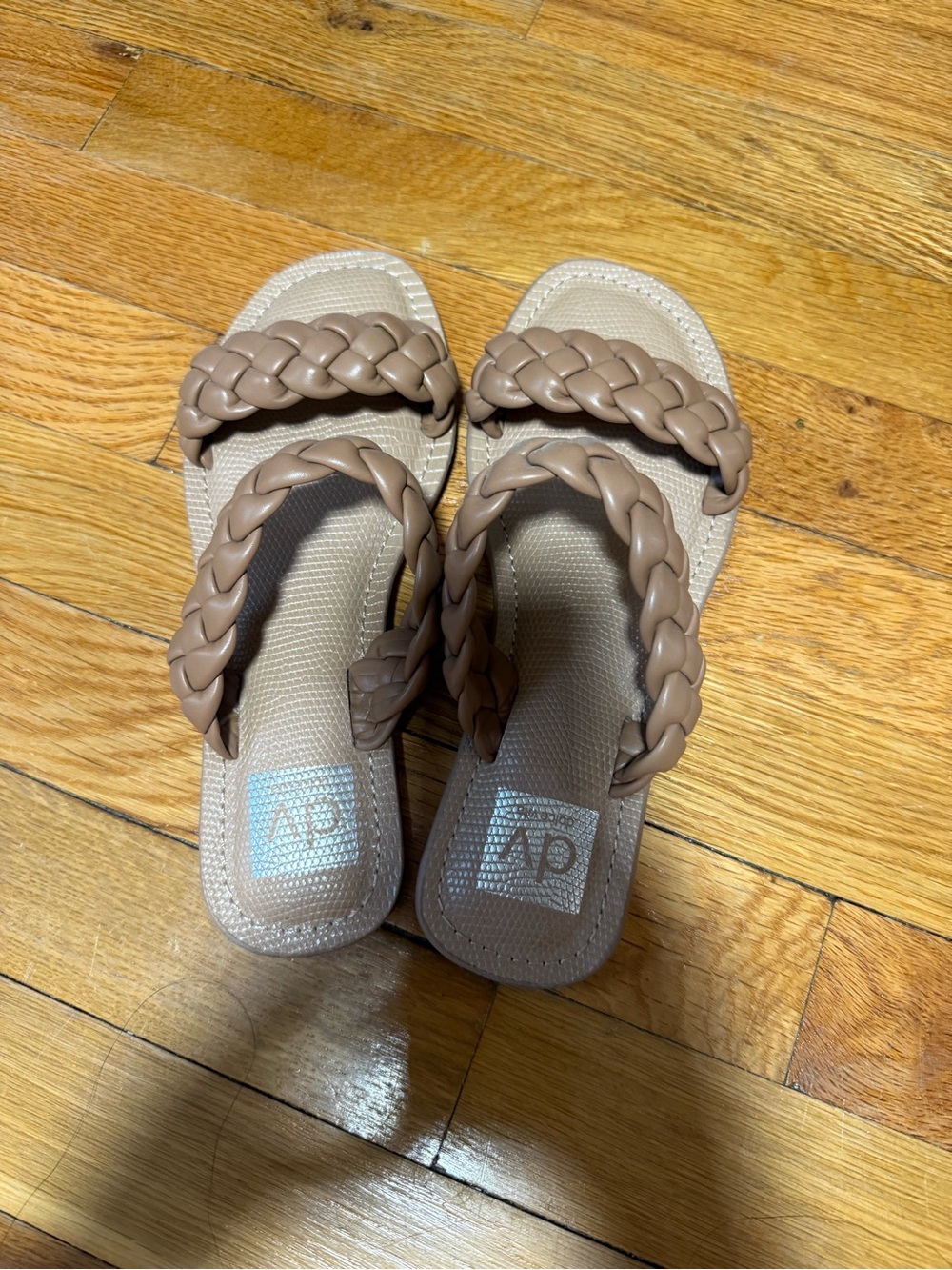DV Braided Twin-Strap Slide Sandals - Neutral Taupe